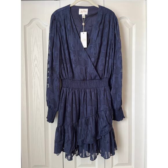LILLY PULITZER Cristiana Long Sleeve Dress True Navy NWT SZ 14 - Picture 3 of 6